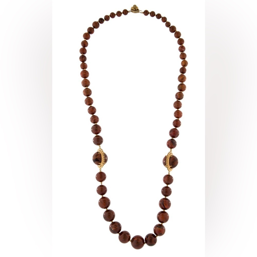 Miriam Haskel vintage beaded gold tone necklace